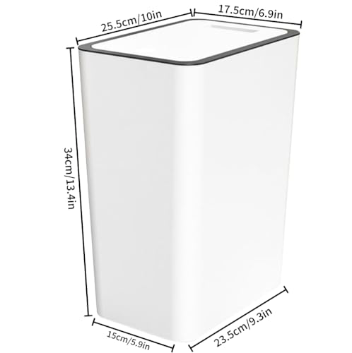 Caneca de basura rectangular blanca con tapa 15 L miniatura 2