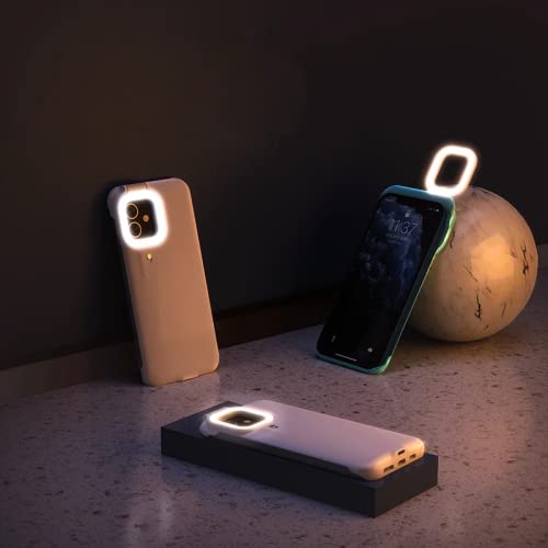 TEXCO INTERNATIONAL LED Ring Light Case (Blue) with Pin Charge & 3 Lighting Modes, Dimmable Flashlight Case Cover for iPhones for Reels/YouTube/Makeup/Live (iPhone 12 Pro Max)