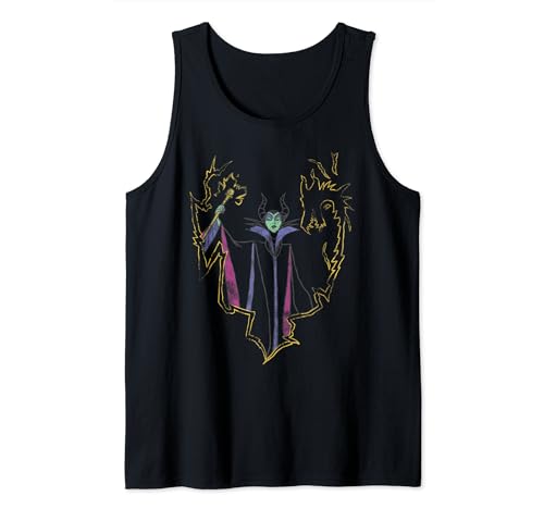 Maleficent Line Art Portrait Tank Top de Disney camiseta de tirantes negra para mujer