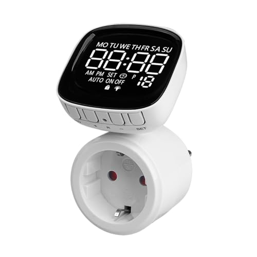 Fierudeng Temporizador De Toma De Corriente - Enchufe Giratorio De 360 Grados - Temporizador Digital para Enchufe - para Acuario, para Hogar, para Piscina, para Lámpara Exterior, para Cocina, para