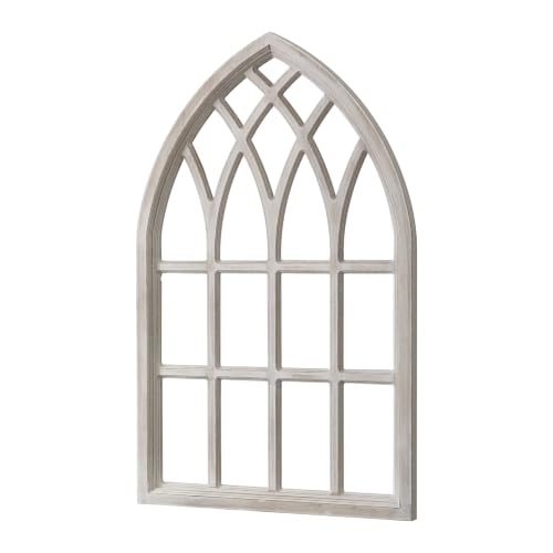 Sintosin Rustic Arched Window Frame Wall Decor 32 x 20 Inch, Washed White