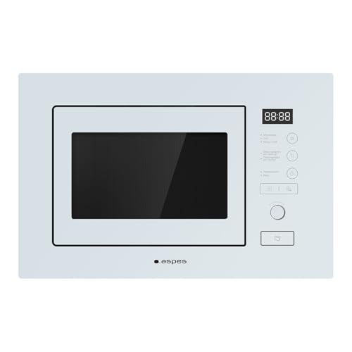 Aspes Microondas 20 Litros Integrable con Grill Cristal blanco AMWI2800DGB. 800W, Grill 1000W, 8...