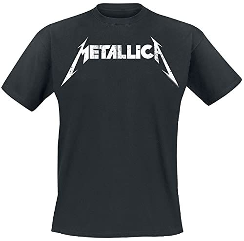 Metallica Textured Logo Hombre Camiseta Negro M 100% algodón Vorne Bedruckt Regular