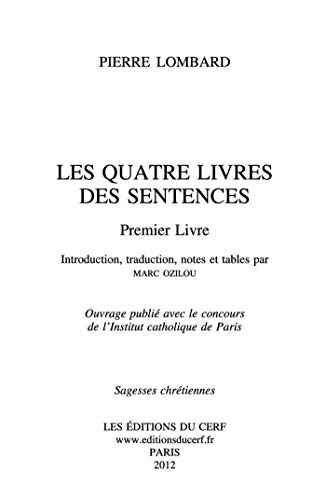 Télécharger Les Quatre Livres des Sentences - Premier livre Gratuit