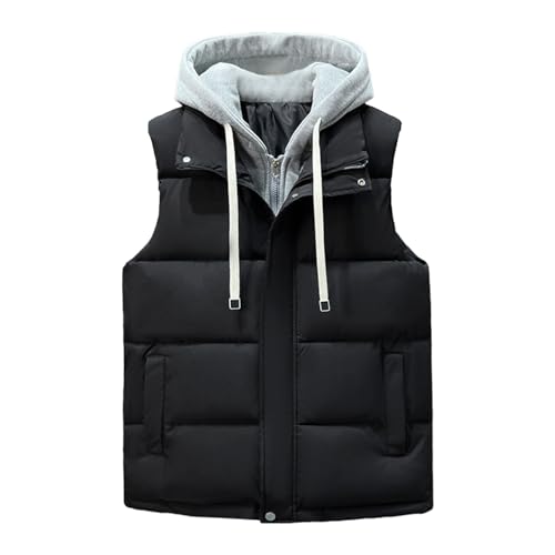 Mens Quilted Vest Winter Warm Sleeveless Zipper Jackets Winter Thermal Athletic Down Coat with Pockets