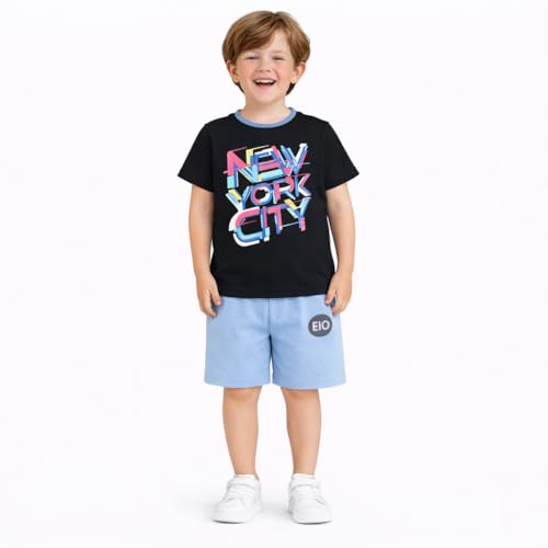 Image of EIO Boys Cotton Printed Dress Clothing Set Combo with Tshirts & Shorts-Pack 3