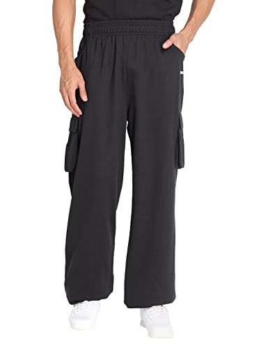 Image of CHKOKKO Men Casual Track Pant Regular Fit Lower with Pocket Black Medium, Mid Rise