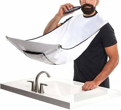 Kiyaan Beard Bib Hair Clippings Catcher and Grooming Apron Shaving Men Women Cape Trimming for Men Non-Stick Cloth Waterproof with Suction Cups Mirror 3
