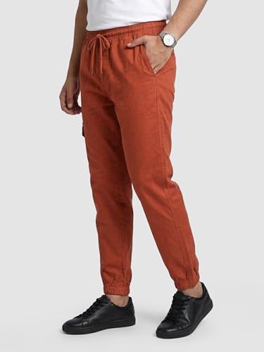 Image of Beyoung Cotton Solid Elastic with Drawstring Cargo Joggers for Men | Regular Fit | 2 Spacious Pockets | Smooth Texture