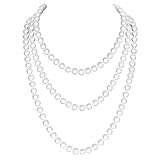 FJDRSIG Pearl Necklaces,59 inch/150cm Faux Long Pearl Necklaces for Women,1920s Artificial Pearls Drop Choker,White Fake Jewelry Neck Strap,for Birthday Wedding Banquet Party Accessories Women Girls