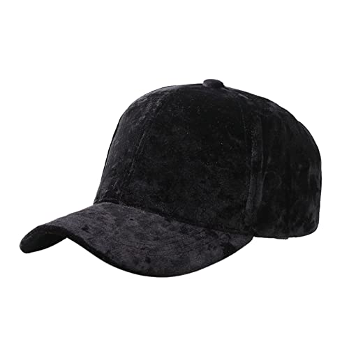 Generisch Gorra con orejeras Mujer Verano Casual Gorra de béisbol de terciopelo sólido ajustable Sombrero Visera Gorra Caza Mujer, Negro , talla única