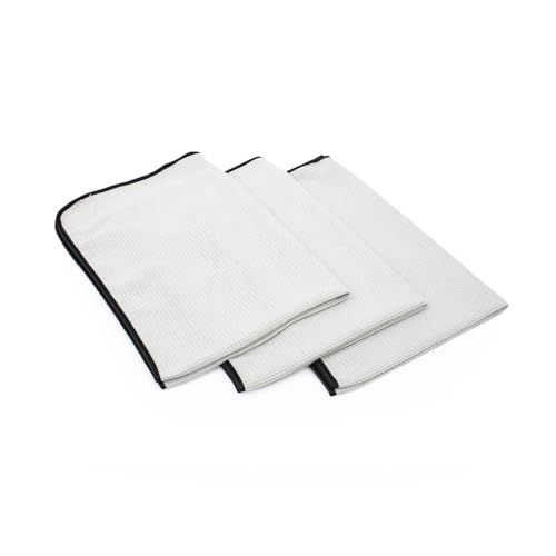 The Rag Company - The Big One - Waffle-Weave Microfiber Drying Towel; Super Absorbent for Car Washes, Detailing, and More; Buttersoft Suede Edges; Scratch-Free, 450GSM, 25in x 40in, Grey