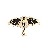 Black Dragon Enamel Pin – Fantasy Novel Inspired Gothic Brooch with Gold Trim – Dragon Rider Silhouette Collectible Accessory