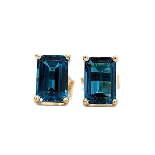 Boucles d'oreilles topaze bleue argent 925 rectangulaires élégantes
