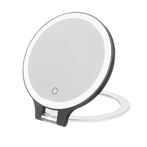 Oumusu 1X/10X Magnifying Makeup Mirror With Lights,1800 Mah Rechargeable Lighted Makeup Mirror,Portable Travel Mirror With Light,Tabletop Beauty Mirror With 3 Colors Light(Black) #TOP21