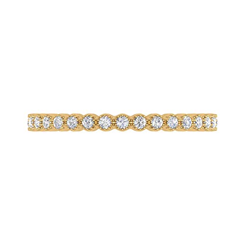 1/5 Carat Bezel Set Diamond Wedding Band Ring in 14K Solid Gold3