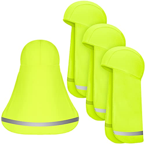 Sintege 4 Pieces Sun Shade Hat Neck Sun Shade Hat Cooling Skull Cap(Fluorescent Yellow)