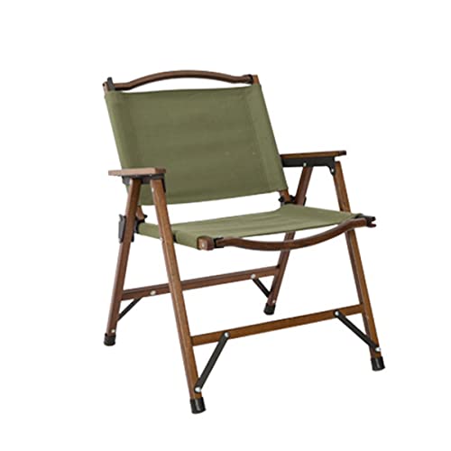Unistrengh Foldble Camping Beach Chair Outdoor Furniture Beech Canvas Portable Folding Wooden Chair For Camping Picnic Park (Walnut Color/Military Green, 21.26''L *20.47''W *27.56''H) #TOP6