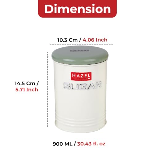 Image of HAZEL Sugar Container with Airtight Lid | Metal Kitchen Storage Jar for Sugar