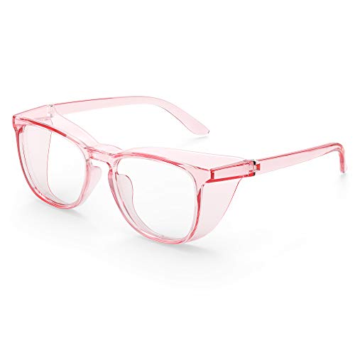 Torege Safety Goggles, Pink Safety Glasses With Anti-Fog And Anti-Blue Light Lense, Light And Comfortable, Perfect Alternatives To Regular Protective Eyewear Goggles For Nurses(Light Pink&Clear Lens) #TOP1
