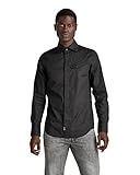 camisa slim fit xs Bajo ligeramente redondeado G-STAR RAW Slant Pocket Slim Camisa, Negro (Dk Black 4481-6484), XS para Hombre