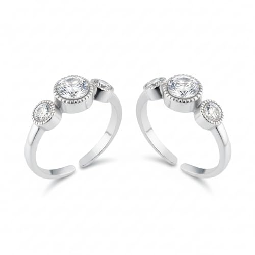 Parnika (Formerly Mj 925 Exotic Cz Silver Toe Rings (Leg Finger Rings) In Pure 92.5 Sterling Silver For Women | Chandi Bichiya | With Certificate Of Authenticity