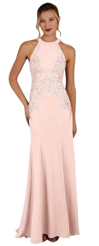 Long Mother of The Bride Dresses for Women Satin Mermaid Lace Halter Formal Petite Mother of The Groom Dress