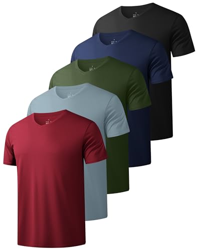 Men's T Shirts Quick Drying V-Neck Athletic Shirt Running Gym Workout Moisture Wicking T-Shirt for Casual