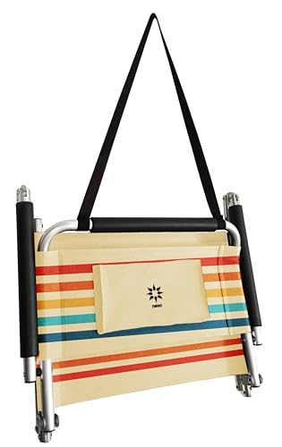 Image of Neso Beach Chairs - Lightweight, Portable and Foldable Recliner Beach Chairs for Park, Camping and Outdoor Adventures - with Slip Pockets and Shoulder Strap - 2 Pack - Rainbow - Regular