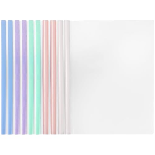 10 Piezas Cubiertas de Plástico A4 con Barra Deslizante, Carpeta de Archivos para Informes, Clip para Documentos Escolares y de Oficina