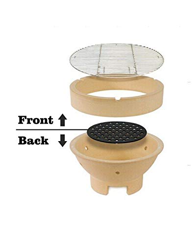 KAMaster New Cast Iron Fire Grate for Large Big Green Egg 9.5 Inch Round Fire Grate BBQ High Heat Charcoal Plate Bottom Grate Replacement Parts Charcoal Fire Grate Big Green Egg Accessories