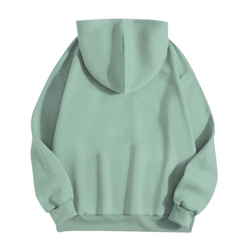 Sudadera con capucha cálida y suave de algodón mujer A62 verde menta L