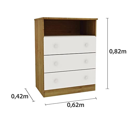 Quarto de Bebê Completo com Berço 3 em 1 Guarda Roupa 3 Portas 2 Gavetas 2 Nichos e Cômoda 3 Gavetas