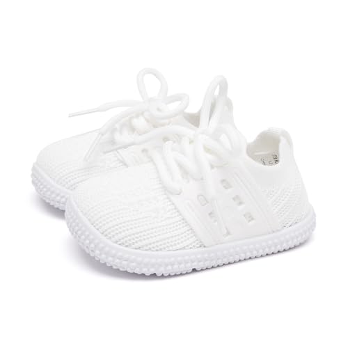 Image of BMCiTYBM Baby First Walking Shoes Boys Girls Infant Sneakers Breathable 6 9 12 18 24 Months White Size 6-12 Months Infant