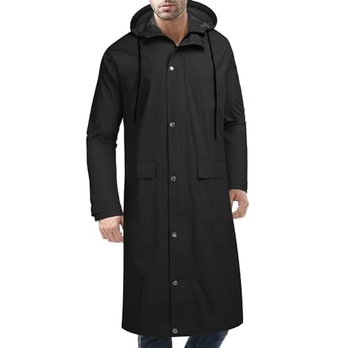 COOFANDY Men’s Rain Jacket with Hood Waterproof Lightweight Active Long Raincoat