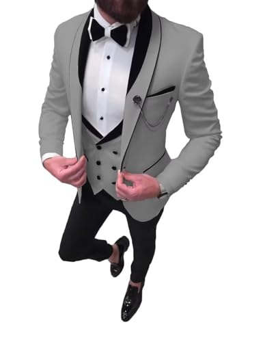 Men's Tuxedo 3 Piece Slim Fit Double Breasted Suit Men Formal Business Wedding Prom Tuxedo Suits Set - Main Image