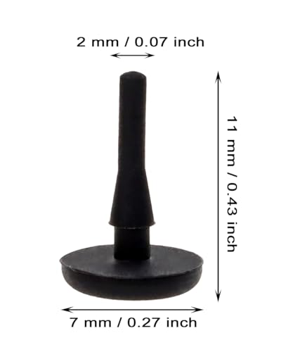 Image of ONLYKXY 10 Pcs Silicone Round Snap in Type Locking Furniture Hole Plugs Button Protective Cover Cap Head (2mm /0.07inch, Black)