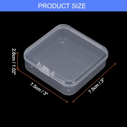 Image of uxcell 12Pcs Clear Small Plastic Beads Storage Containers with Lids, Square Anti-Oxidation Jewelry Storage Boxes for Small Items Craft, Beads, Ear Studs, Necklaces(3x2.95x1.02In)