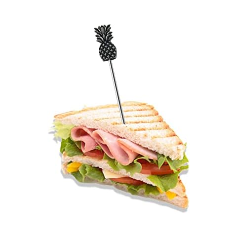 Yueya 10 Stück dekorative Cocktailspieße aus Metall mit Ananas-Deckel Cover