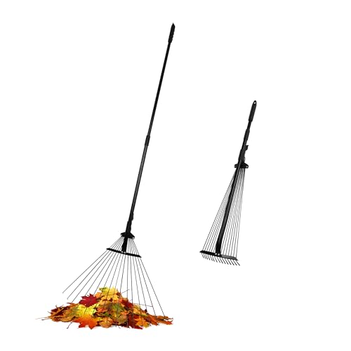 ORIENTOOLS Laubrechen mit stiel, 160cm Teleskopstiel Laubbesen, Fächerbesen mit 15 Zinken 20-60cm Rechenkopf verstellbare, Rasenrechen zum Reinigen von Pflanzen, Rasen und Hof ORIENTOOLS Laubrechen mit stiel, 160cm Teleskopstiel Laubbesen, Fächerbesen mit 15 Zinken 20-60cm Rechenkopf verstellbare, Rasenrechen zum Reinigen von Pflanzen, Rasen und Hof