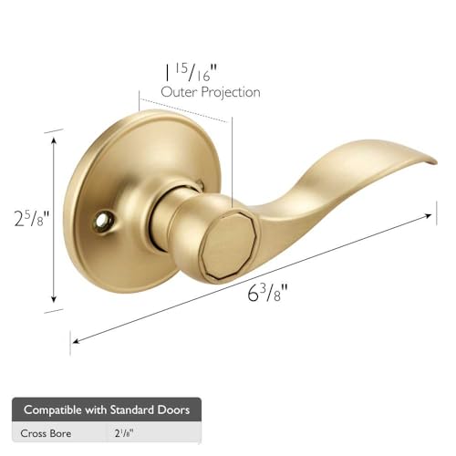 Image of Design House Springdale One-Sided Non-Turning Dummy Door Lever, Satin Gold, Decorative Interior Door Handle for Closet, Pantry, and French Doors, Reversible Surface Mount Hardware, 728873