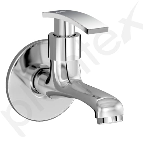 Image of Plantex Bib Cock Water Tap for Bathroom with Brass Spindle and Water Saving Nozzle /Kitchen and Bathroom Accessories - Pack of 2 (Long Body-Chrome)