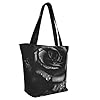 VCCSKDSK Black Rose Printed Tote Shopping Bag, Reusable Eco-Friendly Shopper Bag Tote Bags #2