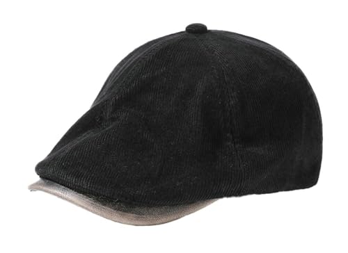 Casquette plate de qualité supérieure noire design rétro chic finitions soignées - 6