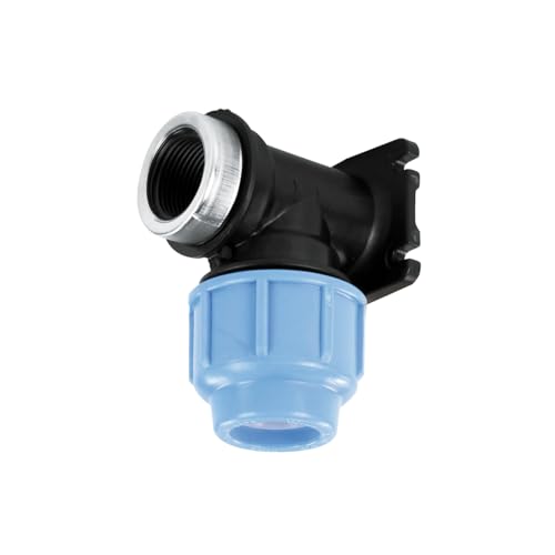 SAB Conector de codo de pared 20 x 1/2 pulgadas, empalmes de compresión Blueseal 16 PP, PN16, para empalme de tubos de polietileno para instalaciones de riego
