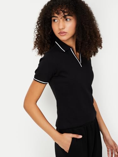 Image of Max Women Solid Sports Polo T-Shirt