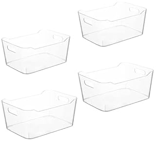 Grace Store 4PCS Storage Organisers Clear Plastic Bathroom Organiser Versatile Kitchen Organiser Tray for Desk, Makeup , Kitchen Pantry Cabinet