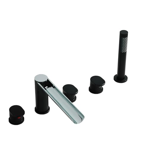 Robinet mitigeur de baignoire avec douche cascade et ensemble extractible 5 trous