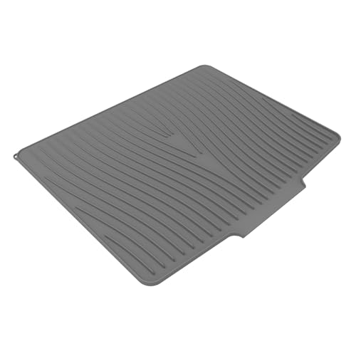 Alfombrilla de secado de platos de silicona para encimera de cocina rectangular gris 5