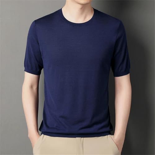 T-shirt tricot en soie glacée pour homme : l'élégance d'un haut d'été haut de gamme noir